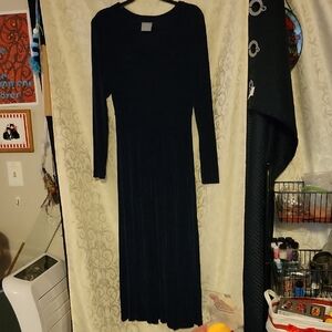 Vintage Medium Rabbit Rabbit Rabbit Classic Midnight Blue Long Sleeve Dress